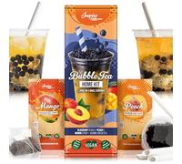 INSPIRE FOOD Kit Bubble Tea Complet | Myrtille Boba & Pêche Mangue Sirop | Kit Bubble Tea avec Perles Popping Boba et Sirop - 100% vegan et sans gluten, sans colorant artificiel