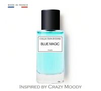 Inspiré par Crazy Moody - Collection Intense Blue Magic - 50ml Eau de parfum Homme - Note de tête : orange, pamplemousse, basilicic, prune, fraise, cassis, pêche, noix de coco, pomme, muscade- Note de