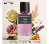 Inspiré par Gris Montaigne - Collection Privée Gris 50ml Eau de Parfum Unisexe - Note de tête : Rose, Bergamote - Note de cœur : Rose, Jasmin - Note de fond : Mousse de chêne, Patchouli, Ambre - Conti