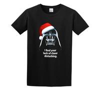 Inspired Funny I Find Your Lack of Cheer Disturbing Father Christmas Party Printed Unisex Cotton T-Shirts Black S