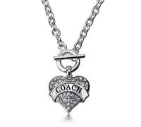 Inspired Silver - Collier avec pendentif en forme de cœur pavé d'argent de 45,7 cm avec oxyde de zirconium, 18 inches, Métal Gemme, Zircone cubique