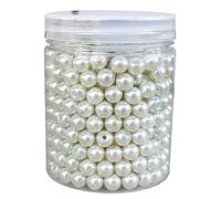 INSPIRELLE Environ 450 perles rondes en verre ivoire de 8 mm pour loisirs créatifs, colliers, bracelets, bijoux