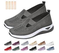 Inspireuplift Shoes for Women, Shoes for Elderly to Prevent Falls, Summer Breathable Non-Slip Soft Sole Elderly Shoe (Dark Gray,42)