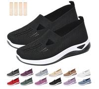 Inspireuplift Shoes for Women, Shoes for Elderly to Prevent Falls, Summer Breathable Non-Slip Soft Sole Elderly Shoe (Black,41)