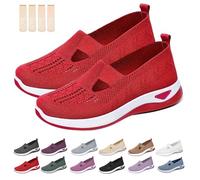 Inspireuplift Shoes for Women, Shoes for Elderly to Prevent Falls, Summer Breathable Non-Slip Soft Sole Elderly Shoe (Red,44)