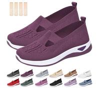 Inspireuplift Shoes for Women, Shoes for Elderly to Prevent Falls, Summer Breathable Non-Slip Soft Sole Elderly Shoe (Dark Purple,36)