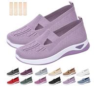 Inspireuplift Shoes for Women, Shoes for Elderly to Prevent Falls, Summer Breathable Non-Slip Soft Sole Elderly Shoe (Light Purple,43)
