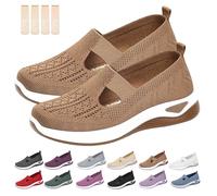 Inspireuplift Shoes for Women, Shoes for Elderly to Prevent Falls, Summer Breathable Non-Slip Soft Sole Elderly Shoe (Khaki,43)