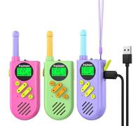 Inspireyes Talkie Walkie Enfants Rechargeable, 48 Heures de Temps de Travail, Longue Portée de 3 Kilomètres, Cadeaux d'anniversaire pour Garçons Filles, Jouets de Plein air pour Enfants de 3 à 12 Ans