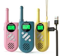 Inspireyes Talkie Walkie Enfants Rechargeable, 48 Heures de Temps de Travail, Longue Portée de 3 Kilomètres, Cadeaux d'anniversaire pour Garçons Filles, Jouets de Plein air pour Enfants de 3 à 12 Ans