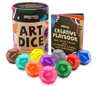 Insplore Art Dice - Dix dés à 12 faces pour battre le bloc d'artiste | Rouleau pour décider quoi dessiner ou peindre ; 120 invites de dessin, 6 jeux d'art et 11 activités ; cadeau amusant pour les