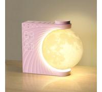 INSSISAIN Lampe de Lune avec Réveil Lumineux,Eveil Lumière LED Radio,Réveil et Machine Sonore avec de Lune Veilleuse,Double Alarme,Fonction Snooze,Lumière de réveil,10 Sons de la Nature,8 couleurs