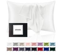 INSSL - Taie d'oreiller en Soie pour Femme, taie d'oreiller en Soie de mûrier pour Les Cheveux et la Peau, Confortable et Respirante Pendant Le Sommeil (Ivoire, 51 x 76 cm)