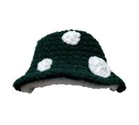 InsStyle Chapeau de pêche tissé à la main en peluche douce à motif floral pour adolescentes, filles, couvre-chefs de voyage, séance photo, sorcière, cosplay, fête de filles, vert foncé, Children 48 to