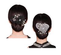 Insstyle Full Star Flower Hair Accessories,2024 New Hand Embroidered Flowers Deft Bun,Deft Bun Hair Twister,Lazy Hair Curler Deft bun Maker, Insstyle Flower Hair Bun Roller (Grey+Black)