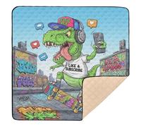 Insta Famous Dino Skater Tapis de gym et d'activités doux et épais pour bébé rembourré confortable pour bébé, enfant, tout-petit, nourrisson, 127 x 127 cm