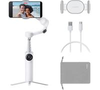 Insta360 Flow 2 Blanc - Stabilisateur pour smartphone pliable avec IA, suivi IA et multi-personnes, trépied/perche à selfie intégrés, télécommande, compatible iPhone/Android, voyage