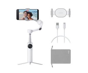 Insta360 Flow 2 Blanc - Stabilisateur Smartphone pour iPhone Android, Suivi IA et de Groupes, Gimbal avec trépied et Perche à Selfie intégrés, léger et Portable pour vlog et Voyage