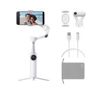 Insta360 Flow 2 Plus Pack traqueur IA Blanc - Stabilisateur Smartphone pour iPhone Android, Suivi IA et de Groupes, Gimbal avec trépied et Perche à Selfie intégrés, léger et Portable pour vlog Voyage