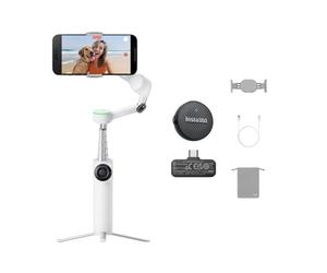 Insta360 Flow 2 Pro Blanc Pack Micro - Stabilisateur IA Pliable pour Smartphone, stabilisation sur 3 Axes, Suivi Intelligent à 360°, Apple DockKit, Mic Air, Suivi de Groupe