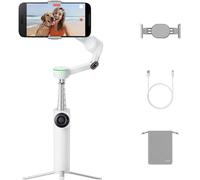 Insta360 Flow 2 Pro Kit Blanc Glacier - stabilisateur pliable IA pour smartphone, suivi 360° avec Apple DockKit, trépied et perche à selfie intégrés, télécommande et projecteur