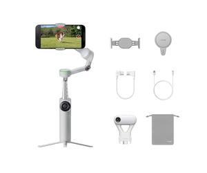 Insta360 Flow 2 Pro stabilisateur pour iPhone et Android avec suivi par l'IA, lumière d’appoint, perche à selfie et trépied intégrés, pour vlogs, voyages, famille, sport - Pack ultime traqueur IA gris