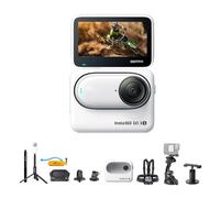 Insta360 GO 3S Tiny Mighty Caméra de vlogging 4K portable à monter n'importe où, étanche, stabilisation, support et accessoires portables + perche à selfie + kit d'accessoires 50 en 1 (blanc)