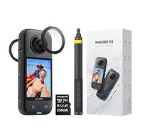Insta360 X3 Kit d'extension de caméra d'action 360° avec Perche à Selfie en Fibre de Carbone 3M + protège-Objectif + 256 Go