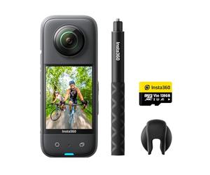 Insta360 X3 Kit Vlog - Caméra d'action 360 Degrés Étanche avec Capteur 1/2", Photos 360 5,7K 72MP, Stabilisation, Écran Tactile 2,29", Vibrations, Montages IA, Live, Webcam, Commande vocale