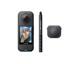 Insta360 X4 Air Pack Snowboard Noir Graphite - Caméra 360 8K légère de 165g, Perche à Selfie Invisible, objectifs remplaçables, filmez d'abord et cadrez Plus Tard, Pare-Vent intégré