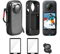 Insta360 X4 Camera Accessories: Silicone Case,Lens Cap,Screen Protector,EVA Carrying Bag,Black,Single,Black,Simple,Black,Single