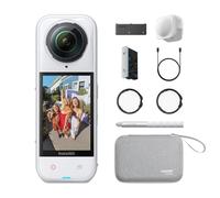 Insta360 X5 Pack Essentiels Blanc satiné - caméra 360 8K étanche, Basse lumière de Pointe, Perche à Selfie Invisible, objectifs Robustes et remplaçables, 3h d'autonomie
