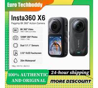 Insta360 X6 360° Caméra d'action originale - Vidéo 8K à 50 ips, double capteur 1/1,1", triple puce IA, étanche jusqu'à 20 m, caméra panoramique VR X6 Black-Essentials Bundle
