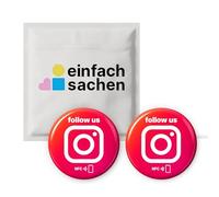 Instagram Lot de 2 autocollants NFC « follow us » - Programmables et réutilisables - 3 cm de diamètre - Autocollants brillants avec puce NFC - Outil de marketing sans contact pour cafés, hôtels