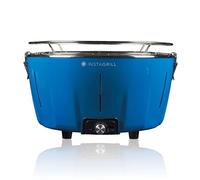 InstaGrill | Gril au charbon de bois sans fumée, pour table de balcon, portable, comprend une batterie rechargeable, charbon et gel pour l'allumage, en seulement 5 minutes, barbecue de camping - Blue