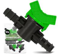 Instalguru 10x Vanne À Sphère Tuyau PE 20x20 mm Robinet D'arrêt Irrigation Goutte À Goutte Soupape De Réglage Raccord Arrosage Jardin Interrupteur Eau Noir