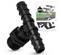 Instalguru 20x Raccord Té PE 16x1/2''x16 mm Connecteur Tuyau Arrosage Goutte À Goutte Jonction Système Irrigation Jardin Accessoire Plomberie Manchon Union Tube Polyéthylène Eau Potager