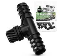 Instalguru 20x Raccord Té PE 25x3/4''x25 mm Connecteur Tuyau Arrosage Goutte À Goutte Jonction Système Irrigation Jardin Accessoire Plomberie Manchon Union Tube Polyéthylène Eau Potager