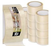 Instalguru 25x Adhésif Emballage Transparent 55 m Bande Résistante Carton Colis Paquet Colle Caoutchouc Déménagement Congélation Entrepôt Logistique Transport Expédition