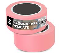 Instalguru 2x Ruban De Masquage Crêpe 48 mm x 20 m Surfaces Délicates Adhésif Rose Peintre Papier Washi pour Rénovation Travaux Intérieurs Fin Déco Artisan Peinture Décoration