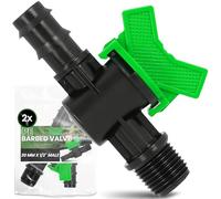 Instalguru 2X Vanne À Sphère Tuyau PE 20 mm x 1/2'' Filetage Mâle Robinet D'arrêt Irrigation Goutte À Goutte Soupape De Réglage Raccord Arrosage Jardin Interrupteur Eau Noir