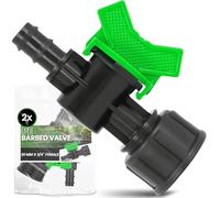 Instalguru 2X Vanne À Sphère Tuyau PE 20 mm x 3/4'' Filetage Femelle Robinet D'arrêt Irrigation Goutte À Goutte Soupape De Réglage Raccord Arrosage Jardin Interrupteur Eau Noir