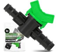 Instalguru 2X Vanne À Sphère Tuyau PE 20x16 mm Robinet D'arrêt Irrigation Goutte À Goutte Soupape De Réglage Raccord Arrosage Jardin Interrupteur Eau Noir