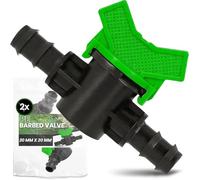 Instalguru 2X Vanne À Sphère Tuyau PE 20x20 mm Robinet D'arrêt Irrigation Goutte À Goutte Soupape De Réglage Raccord Arrosage Jardin Interrupteur Eau Noir