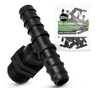 Instalguru 30x Raccord Té PE 20x1/2''x20 mm Connecteur Tuyau Arrosage Goutte À Goutte Jonction Système Irrigation Jardin Accessoire Plomberie Manchon Union Tube Polyéthylène Eau Potager