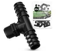 Instalguru 30x Raccord Té PE 25x3/4''x25 mm Connecteur Tuyau Arrosage Goutte À Goutte Jonction Système Irrigation Jardin Accessoire Plomberie Manchon Union Tube Polyéthylène Eau Potager
