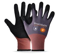 Instalguru 3x Gants Travail Nitrile Taille 8 Gants Nitrile Chantier Résistants Usure Forte Prise Montage Atelier Construction Bricolage Jardinage Protection Mains