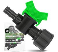 Instalguru 3X Vanne À Sphère Tuyau PE 16 mm x 3/4'' Filetage Femelle Robinet D'arrêt Irrigation Goutte À Goutte Soupape De Réglage Raccord Arrosage Jardin Interrupteur Eau Noir