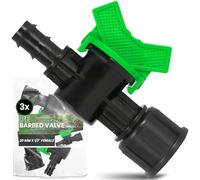 Instalguru 3X Vanne À Sphère Tuyau PE 20 mm x 1/2'' Filetage Femelle Robinet D'arrêt Irrigation Goutte À Goutte Soupape De Réglage Raccord Arrosage Jardin Interrupteur Eau Noir