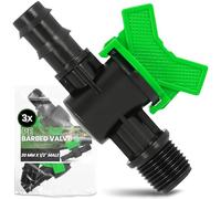 Instalguru 3X Vanne À Sphère Tuyau PE 20 mm x 1/2'' Filetage Mâle Robinet D'arrêt Irrigation Goutte À Goutte Soupape De Réglage Raccord Arrosage Jardin Interrupteur Eau Noir
